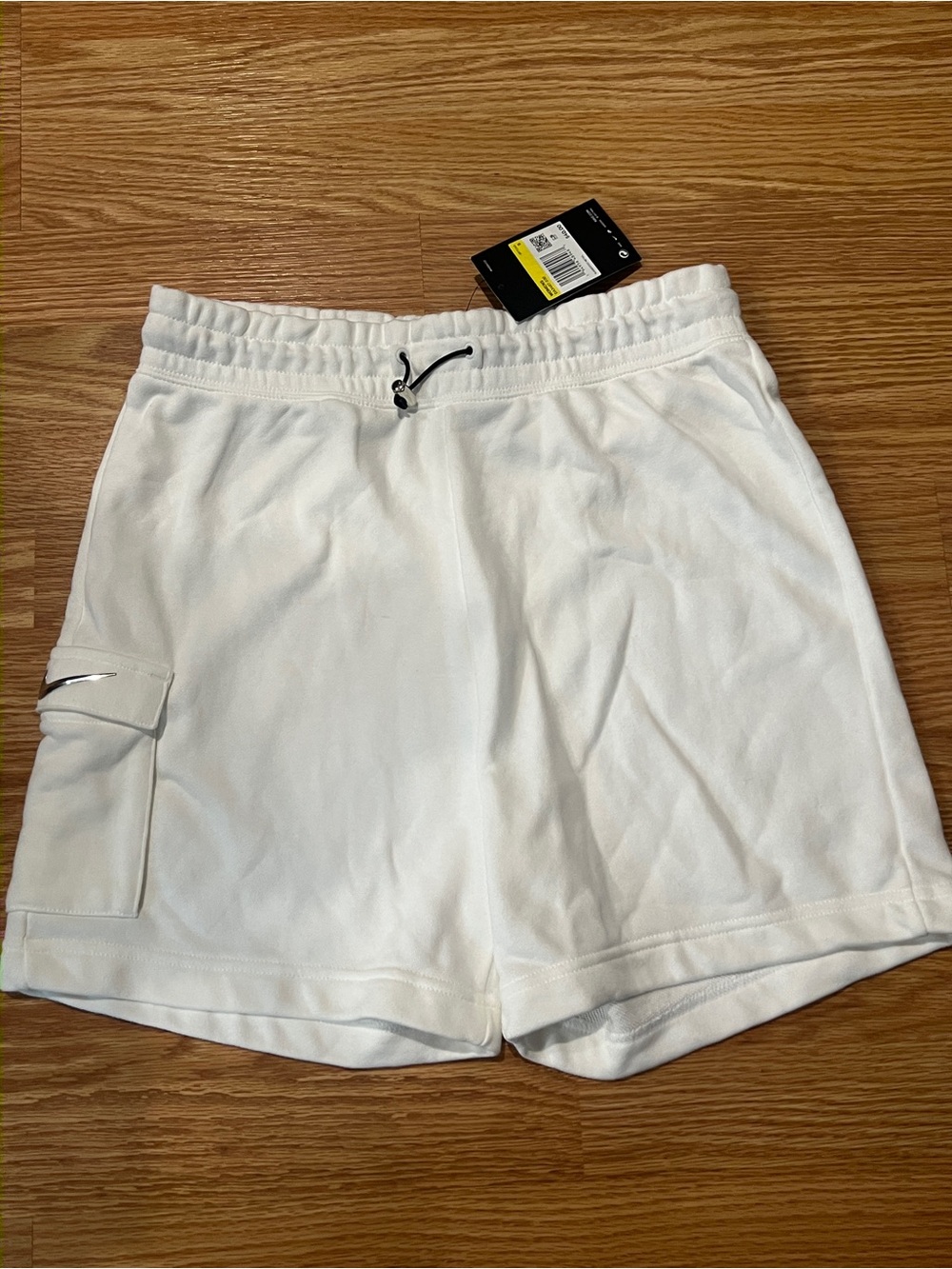 Nike Women’s White Athletic Drawstring Shorts with Side Pocket Sz S